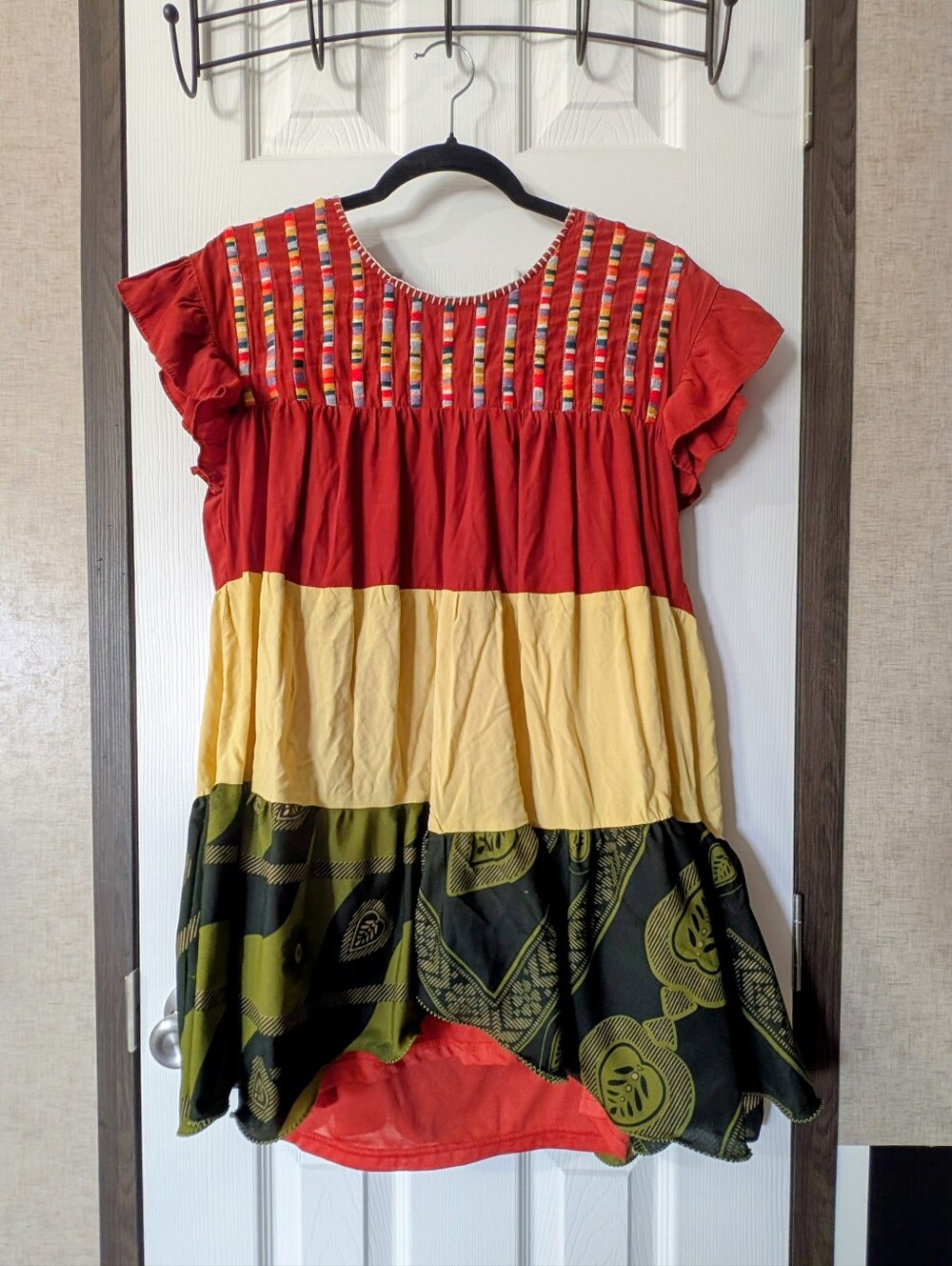 OOAK Handmade Boho Tiered Patchwork Smocked Dress